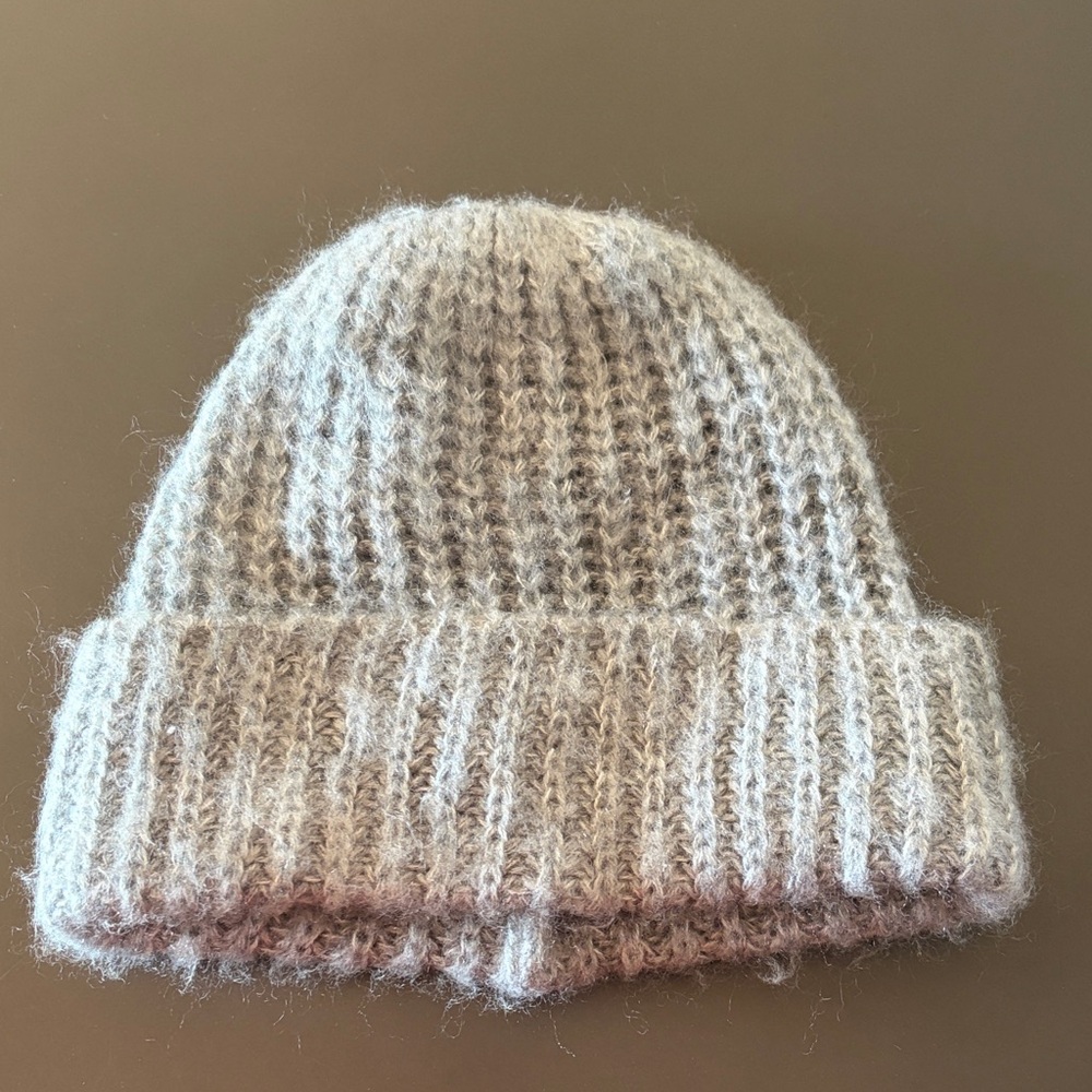 Topshop Fuzzy Knit Beanie in gray